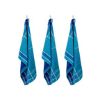 Tartan - Set of 3 Jacquard Tea Towels - Cotton - Blue