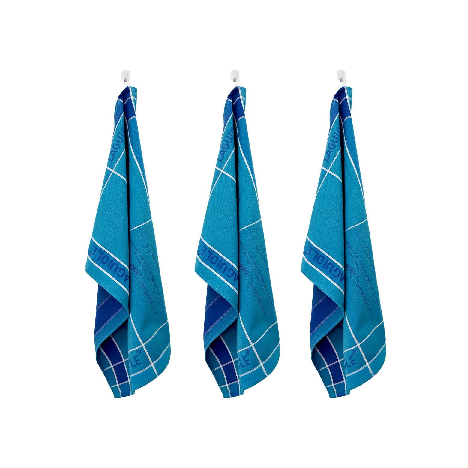 Tartan - Set of 3 Jacquard Tea Towels - Cotton - Blue