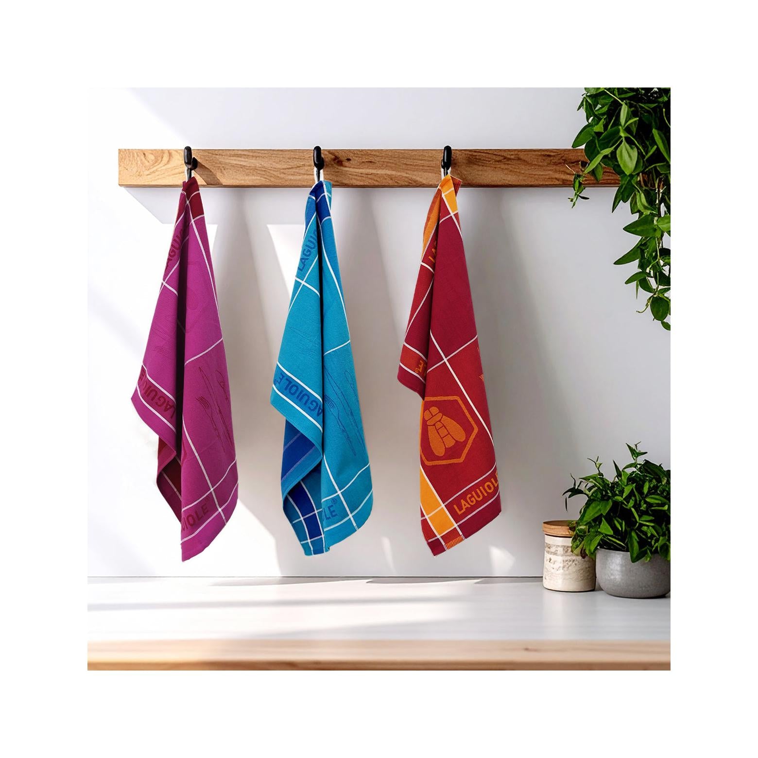 Tartan - Set of 3 Jacquard Tea Towels - Cotton - Blue
