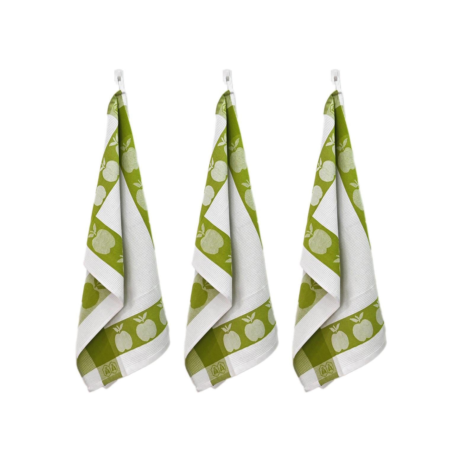 Carré - Lot De 3 Torchons Nid D'Abeille - Coton - Vert