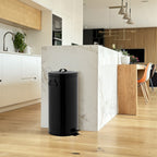30L Vintage BROOKLYN Black kitchen pedal bin in stainless steel with bucket