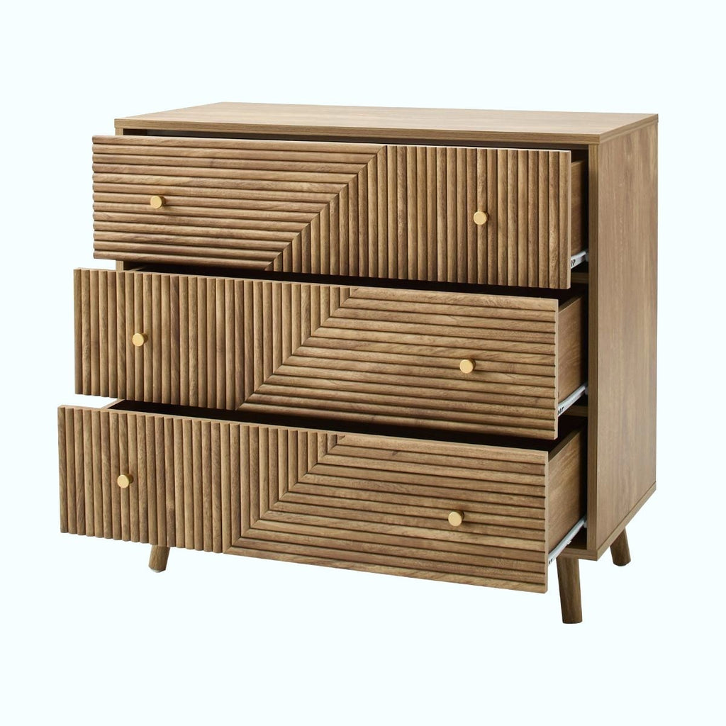 Eden - Commode 3 Tiroirs - Lamellées