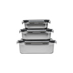 Lot De 3 Boîtes Rectangulaires - Inox - Argent
