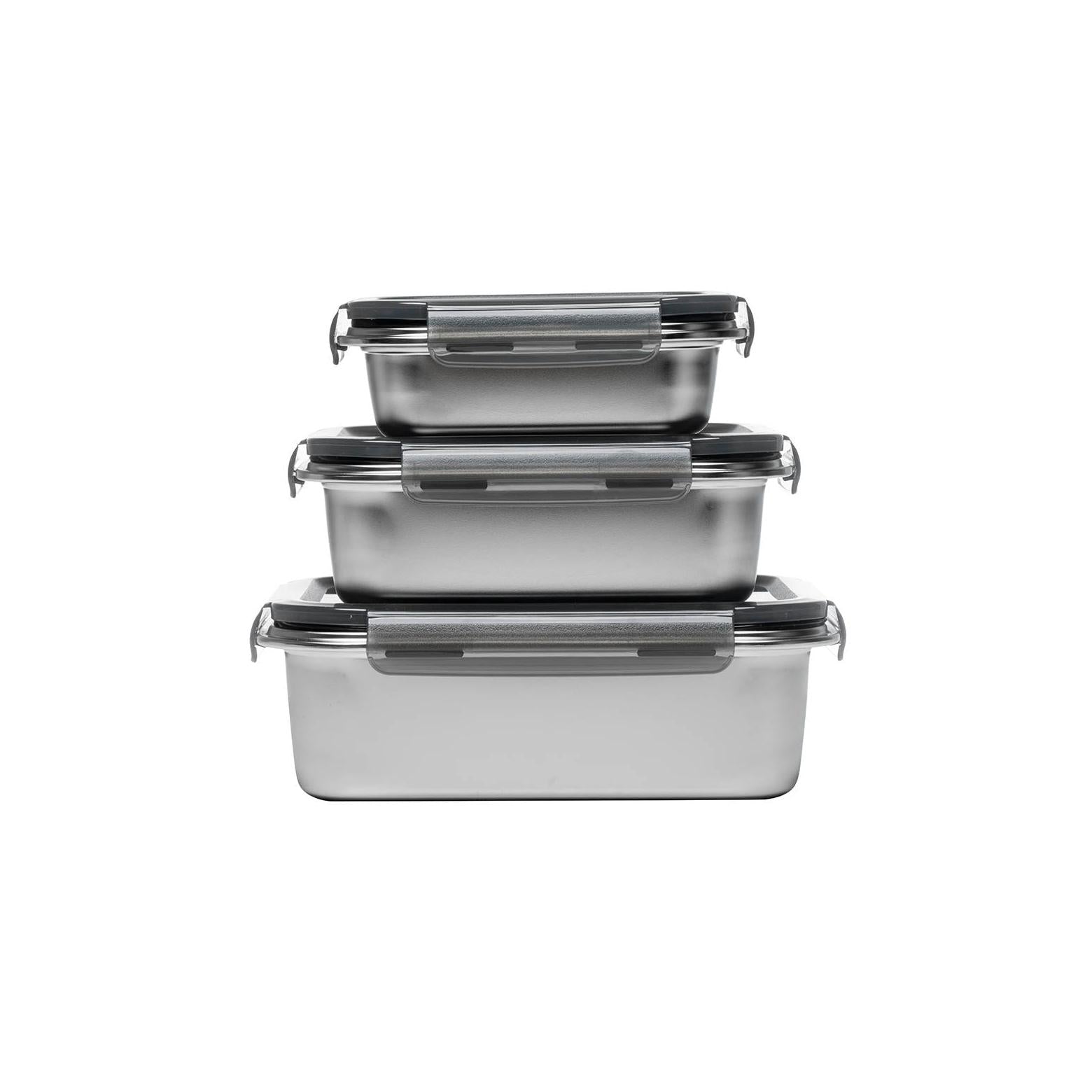 Lot De 3 Boîtes Rectangulaires - Inox - Argent