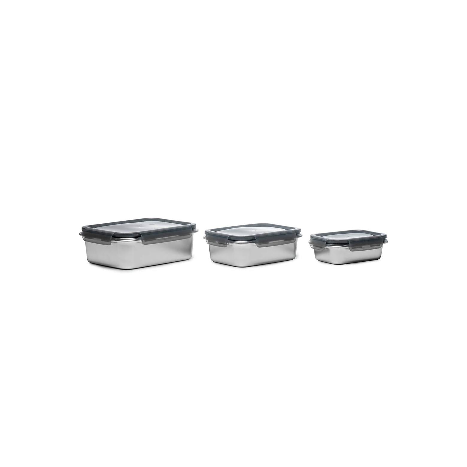Lot De 3 Boîtes Rectangulaires - Inox - Argent