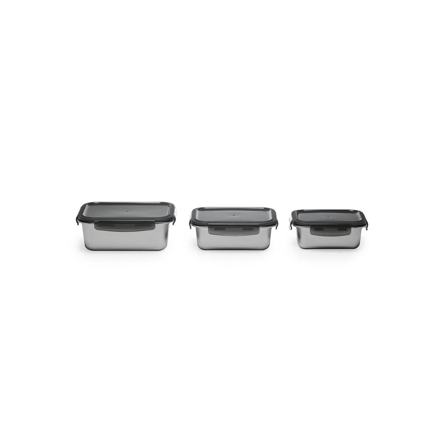 Lot De 3 Boîtes Rectangulaires - Inox - Argent