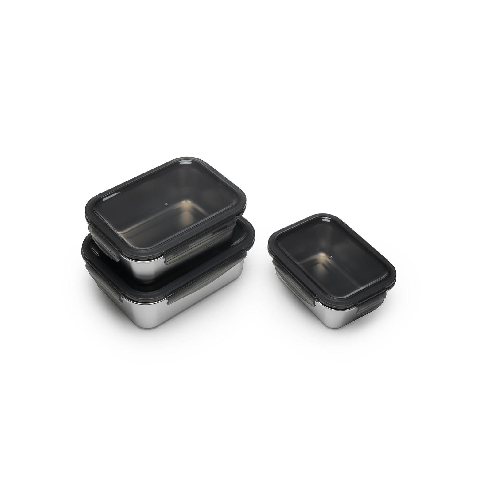 Lot De 3 Boîtes Rectangulaires - Inox - Argent