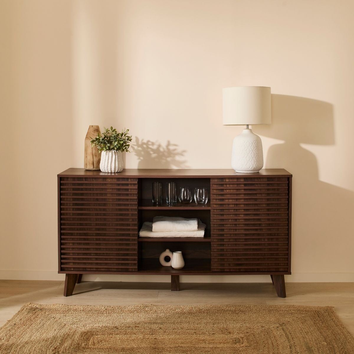 Anna - Buffet 2 Portes Coulissantes - Effet Bois