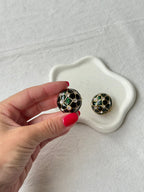Pendientes Vintage - Esmalte Verde Y Pedrería