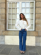 Blouse à col large Ambre beige