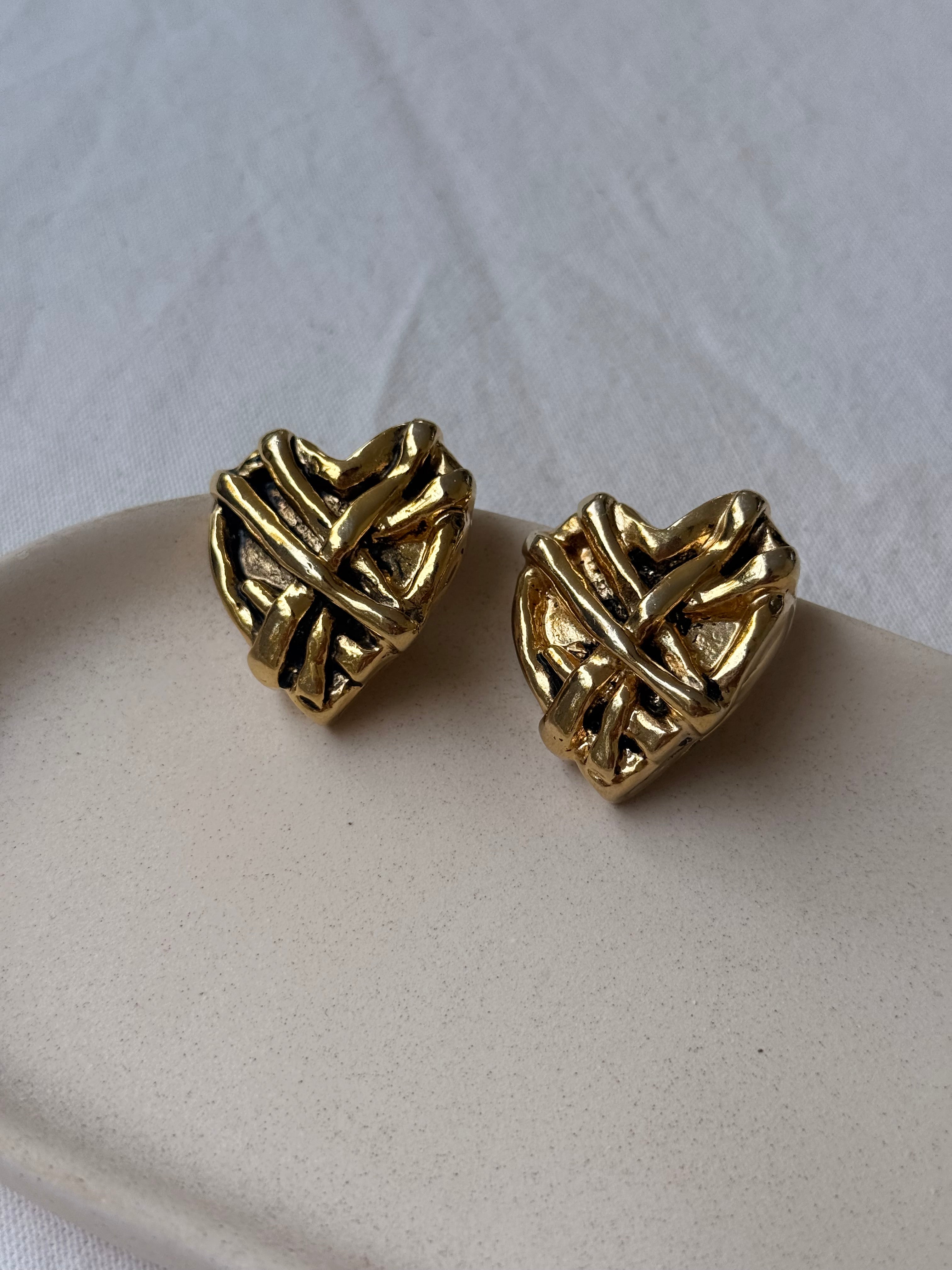 Boucles D’Oreilles Vintage - Cœurs Xxl En Résine