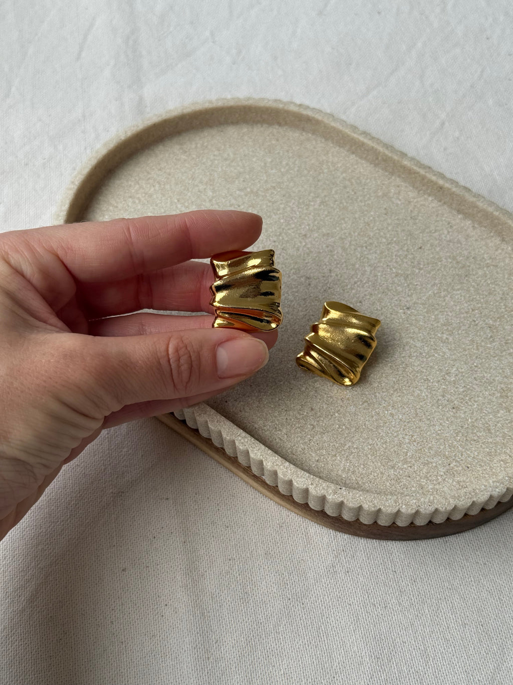 Vintage Earrings - Draped Gold-Tone