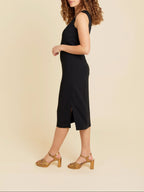Vestido Corbeille Sin Mangas Ceñido Negro - Mujer