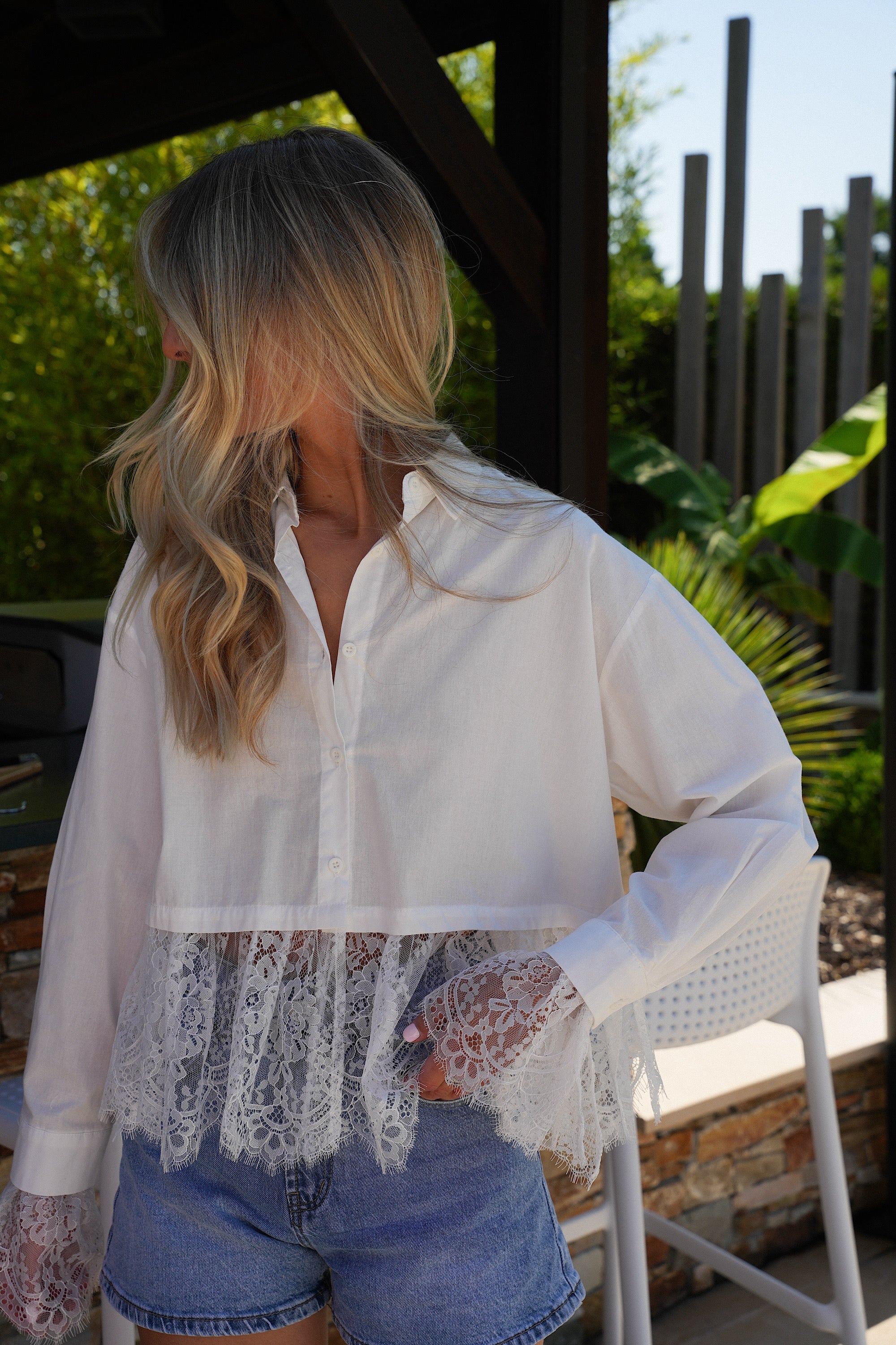 Blouse Dentelle Alica - Blanche