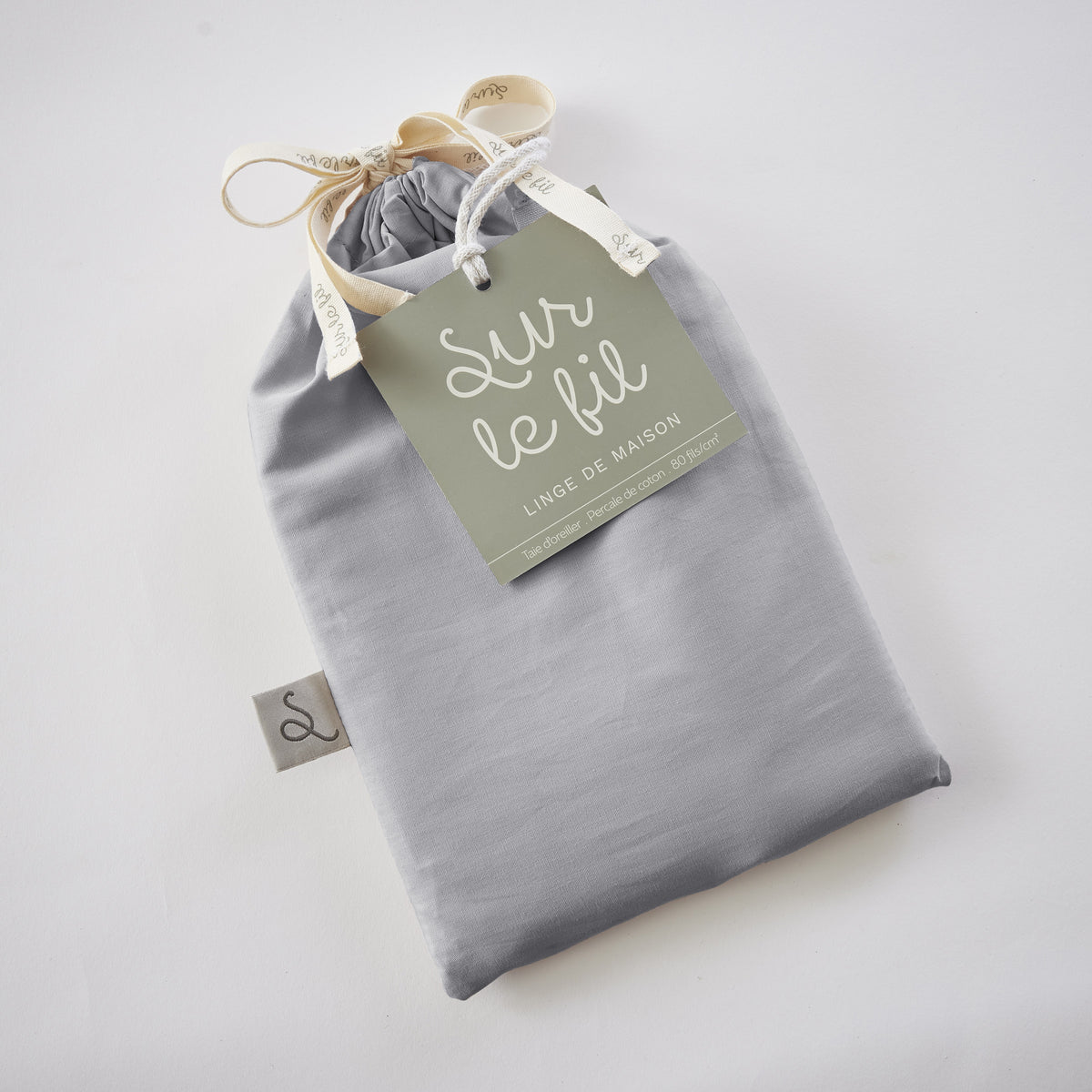 Bally - Taie D'Oreiller Percale Unie - 100% Coton - Galet