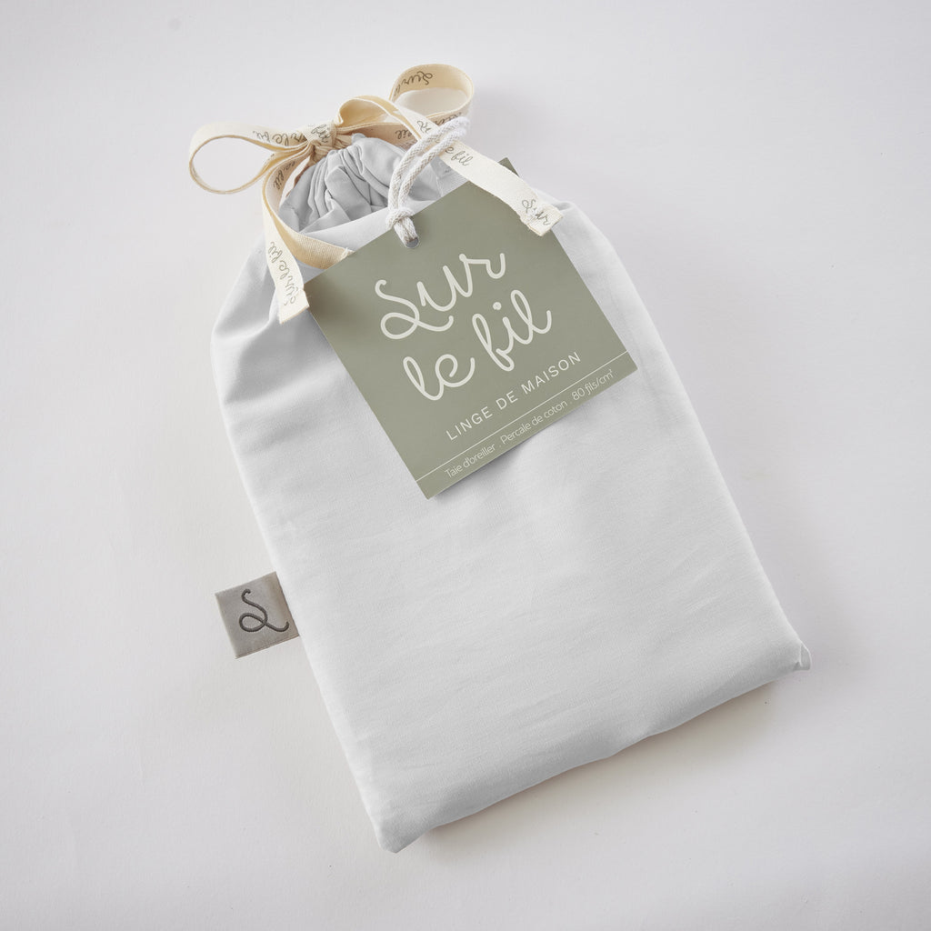 Bally - Taie D'Oreiller Percale Unie - 100% Coton - Neige