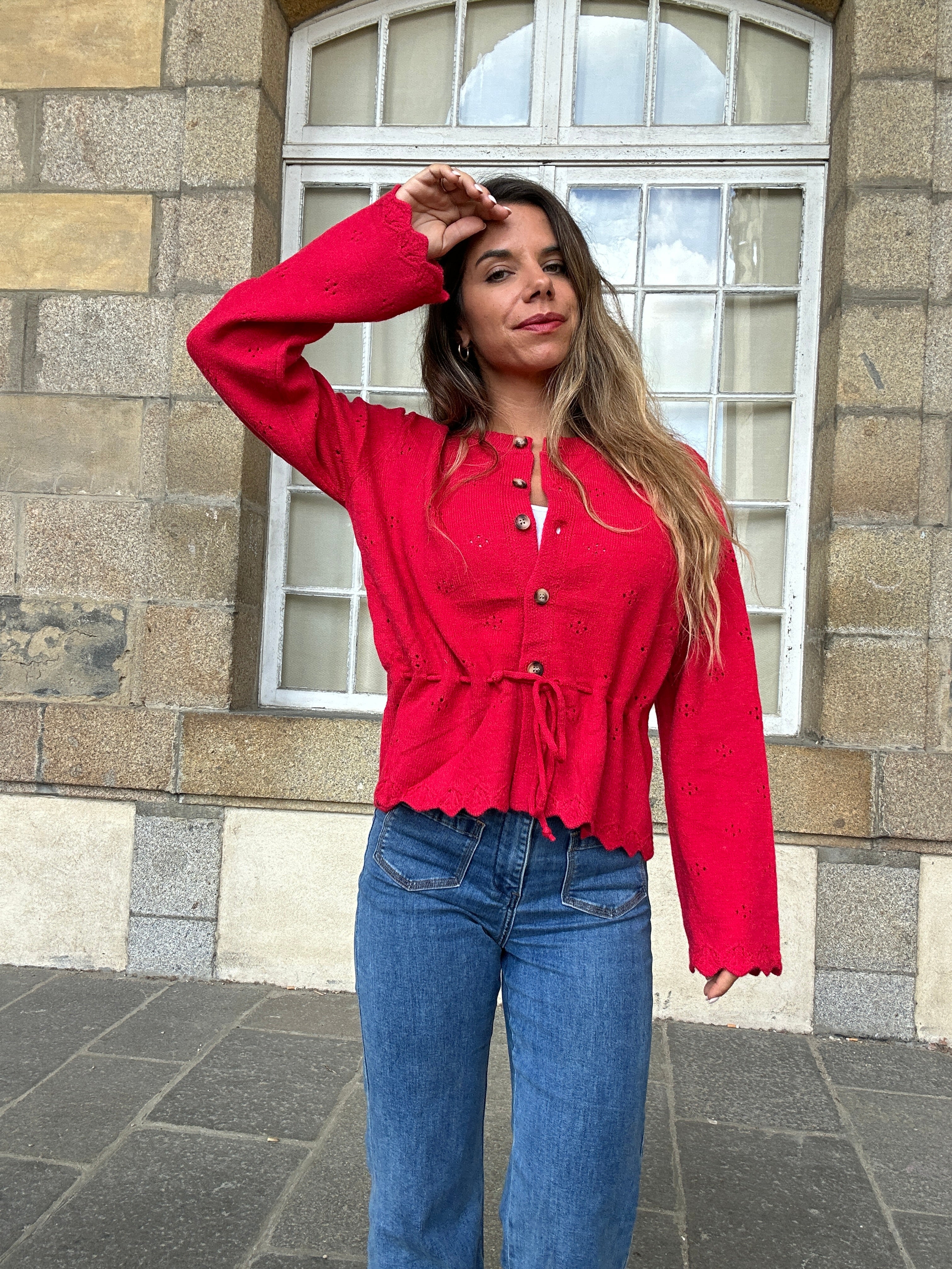 Nora red cardigan
