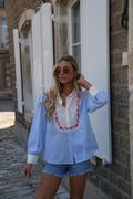 Valeria Embroidered Shirt - Blue