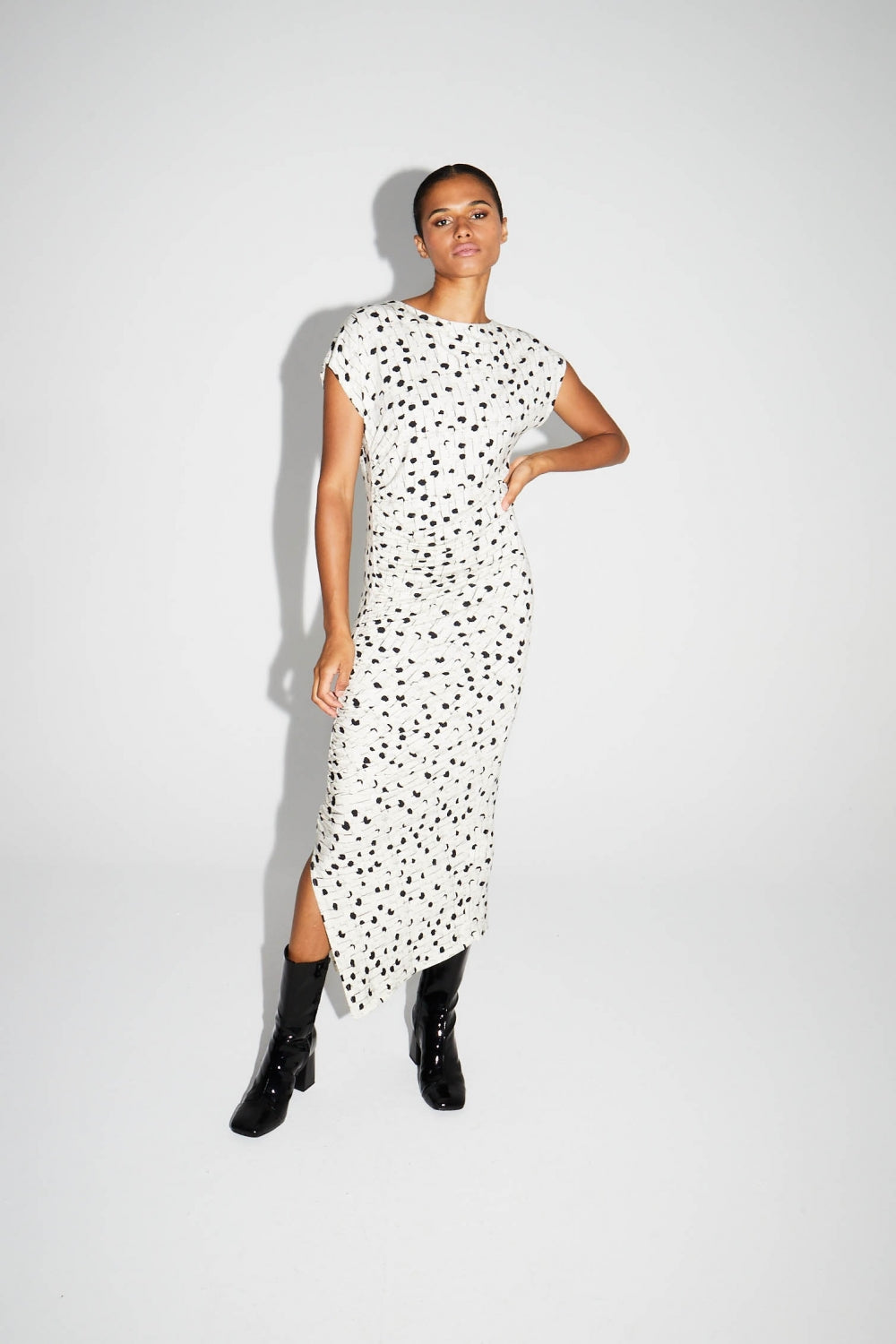 Maxi Dress Jersey Print Dot Graphic Made In Italy