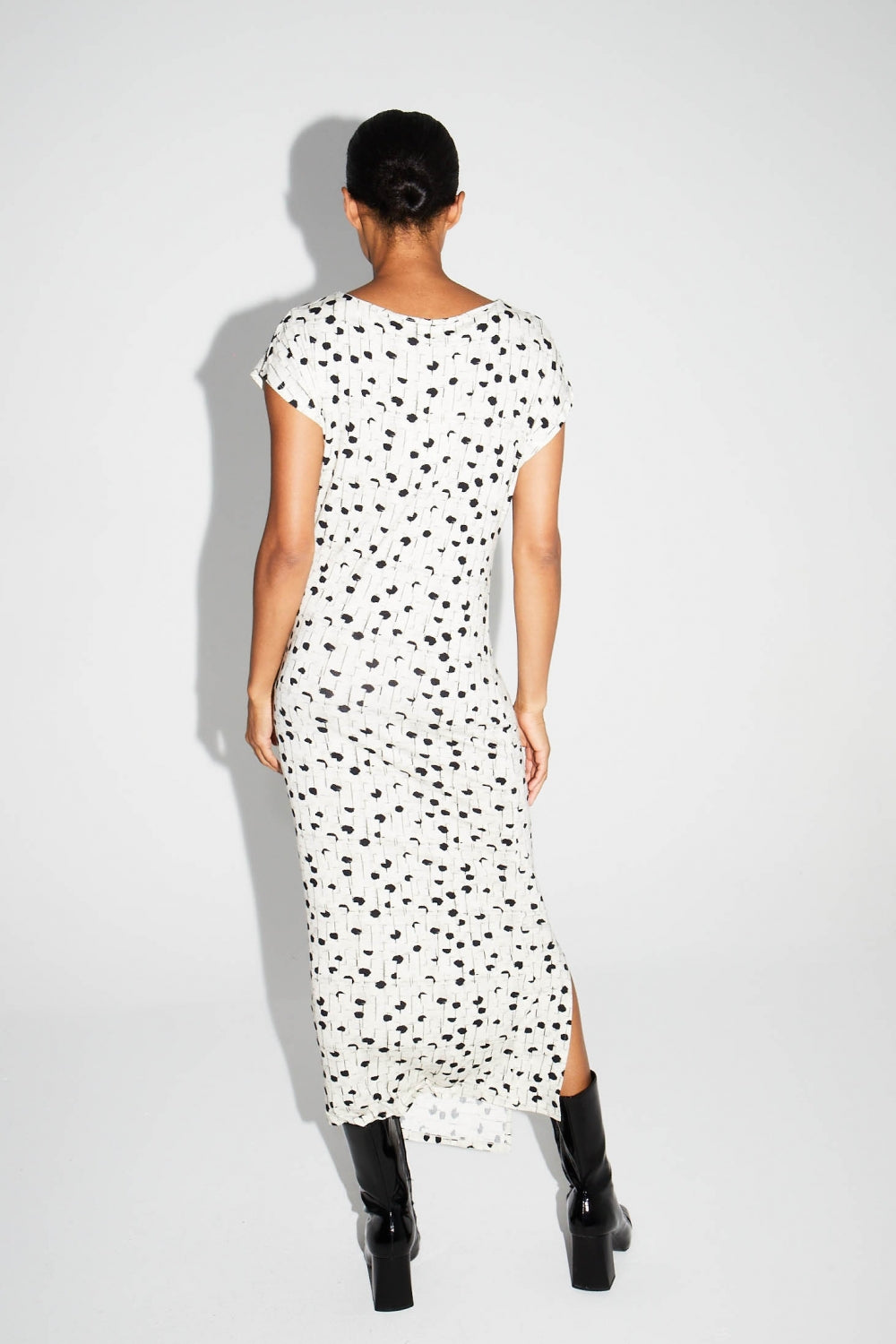 Maxi Dress Jersey Print Dot Graphic Made In Italy