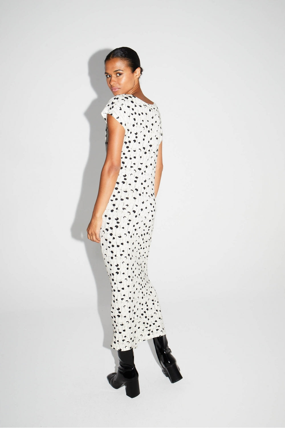 Maxi Dress Jersey Print Dot Graphic Made In Italy
