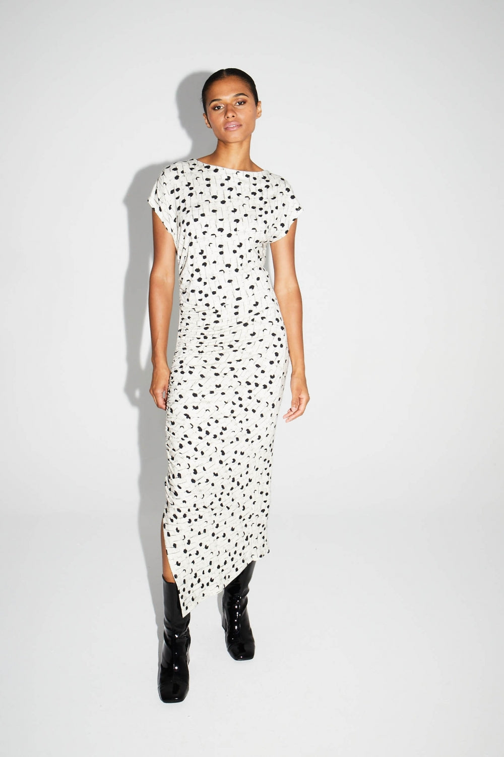 Maxi Dress Jersey Print Dot Graphic Made In Italy