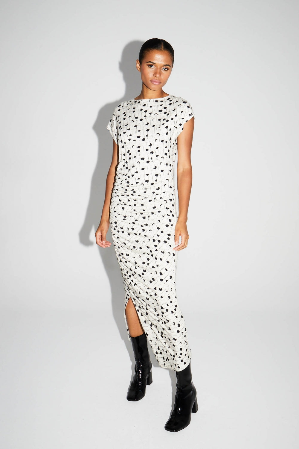 Maxi Dress Jersey Print Dot Graphic Made In Italy