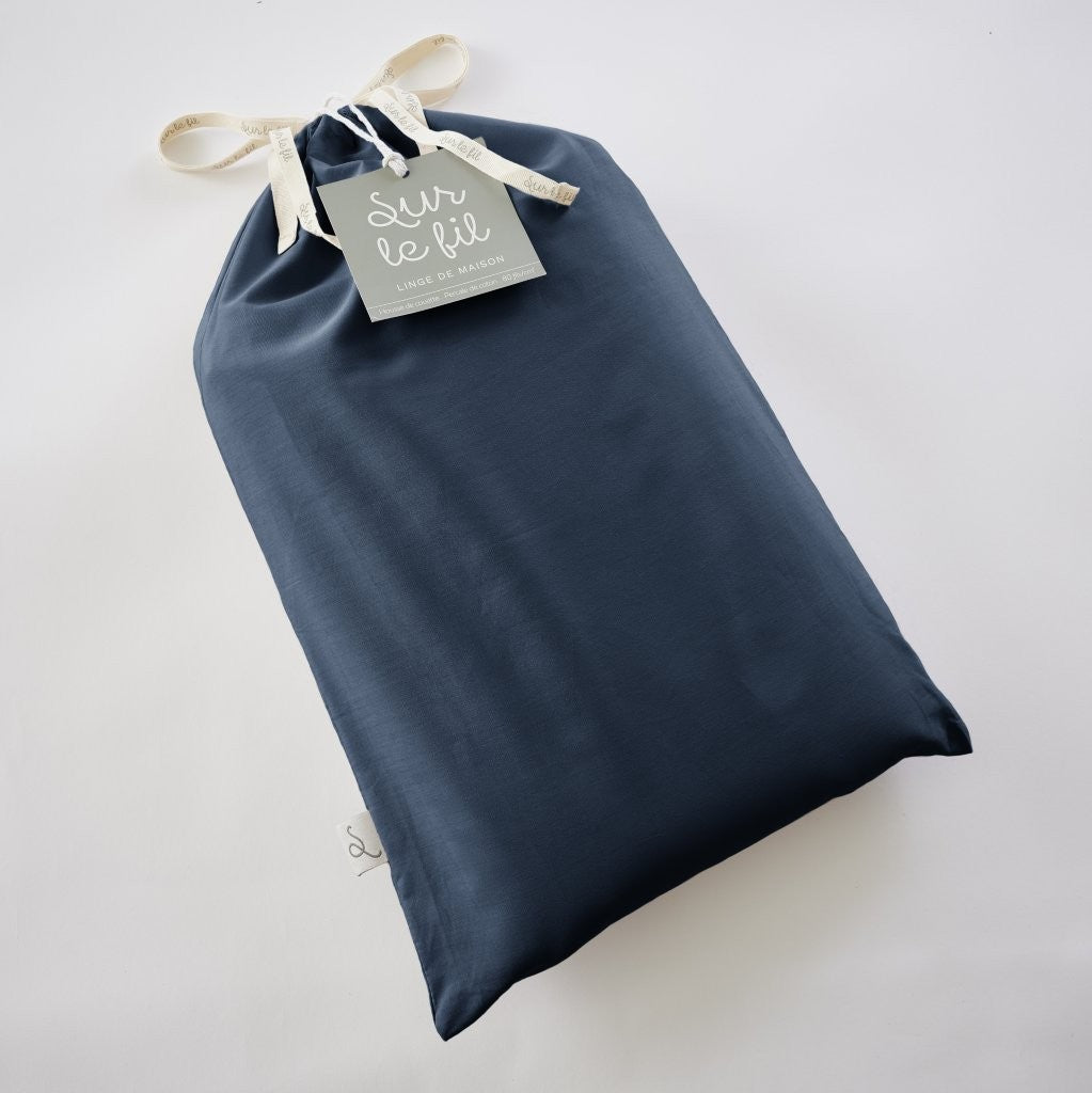 Bally - Housse De Couette Percale Unie - 100% Coton - Bleu Nuit