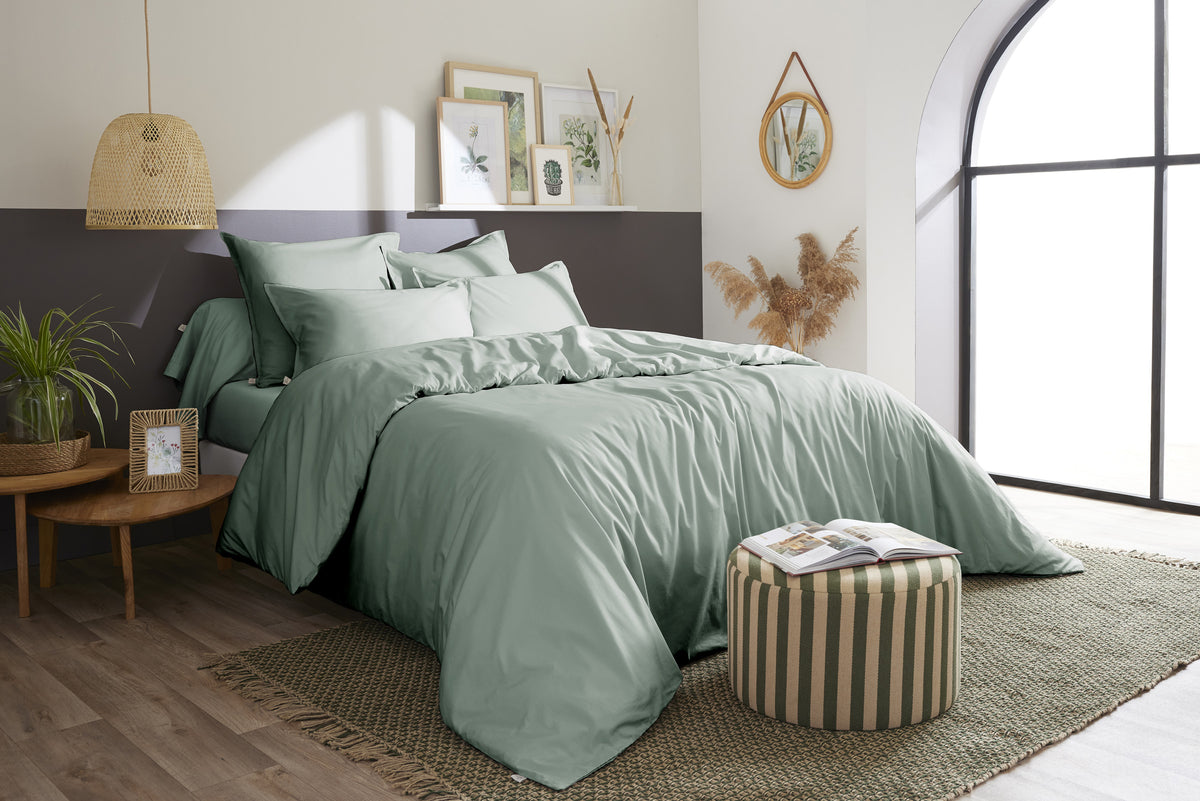 Bally - Housse De Couette Percale Unie - 100% Coton - Céladon
