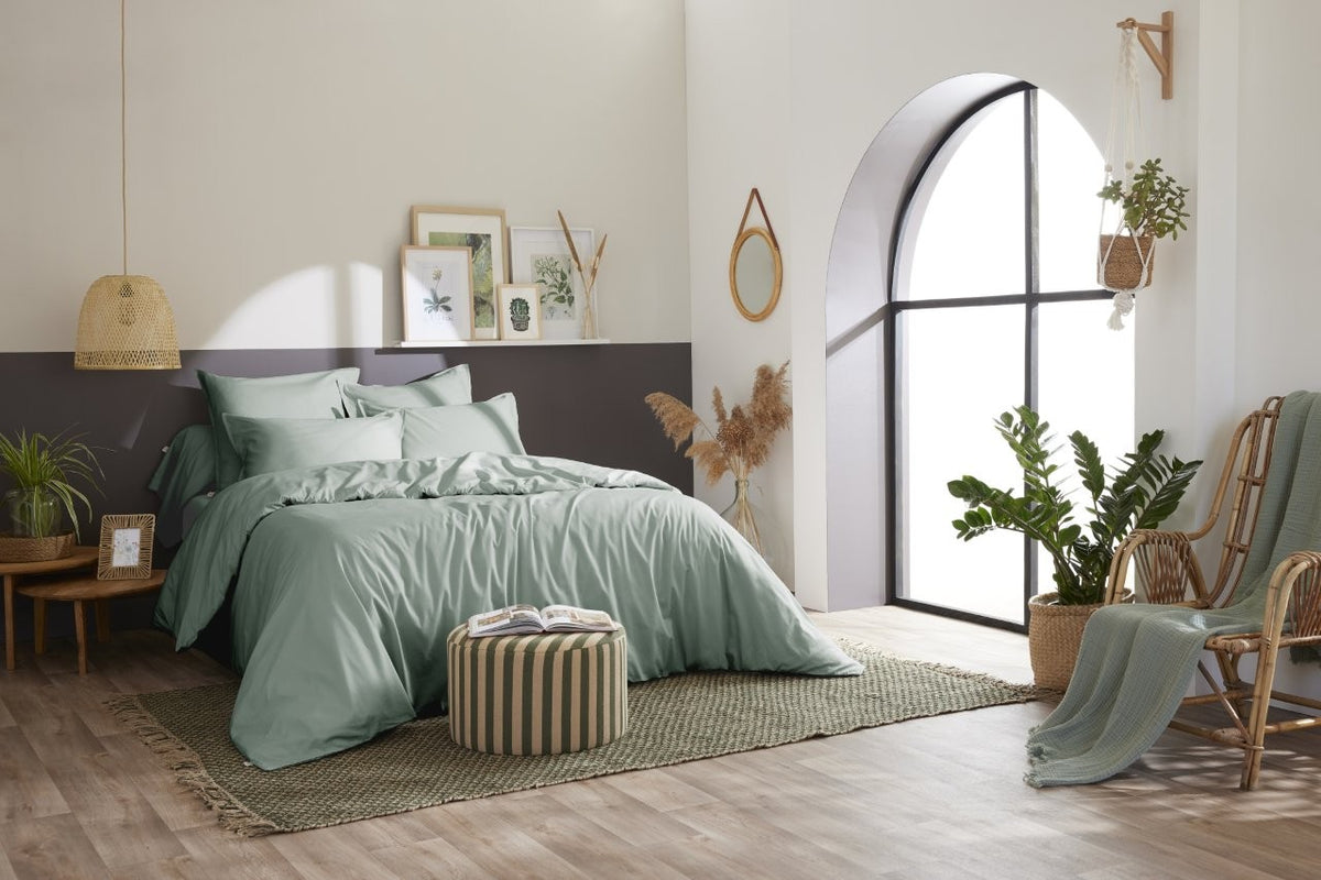 Bally - Housse De Couette Percale Unie - 100% Coton - Céladon