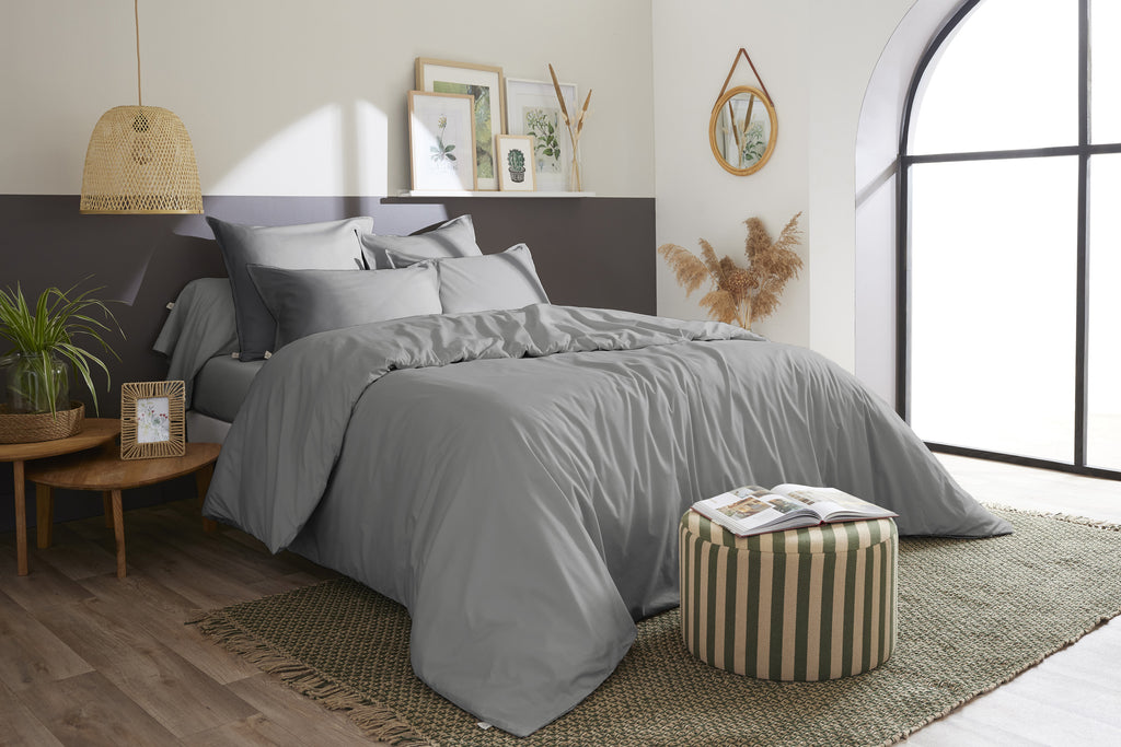 Bally - Housse De Couette Percale Unie - 100% Coton - Galet