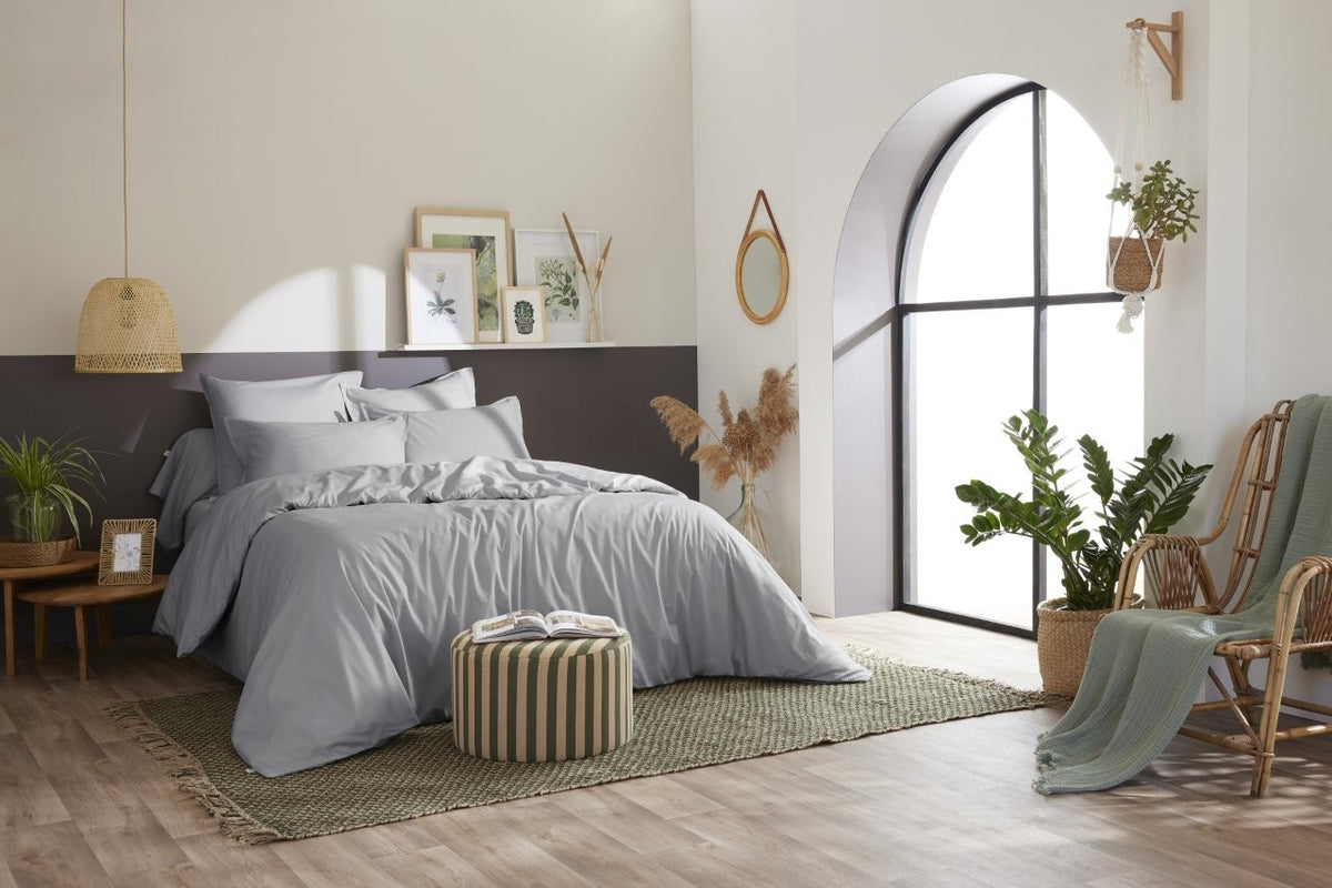 Bally - Housse De Couette Percale Unie - 100% Coton - Galet