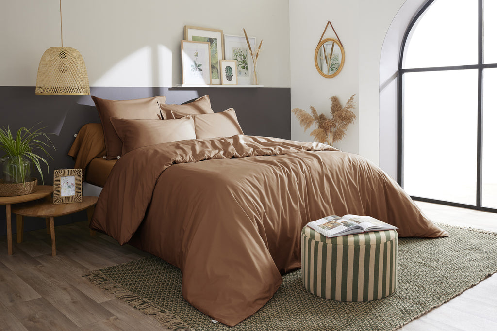 Bally - Housse De Couette Percale Unie - 100% Coton - Havane