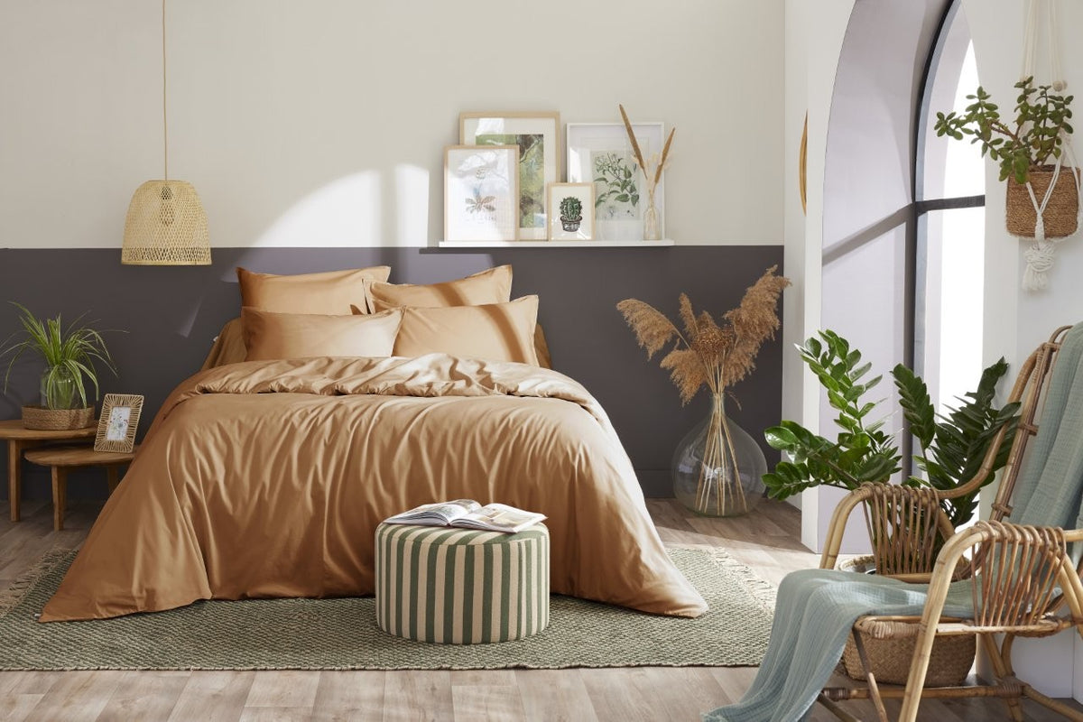 Bally - Housse De Couette Percale Unie - 100% Coton - Havane