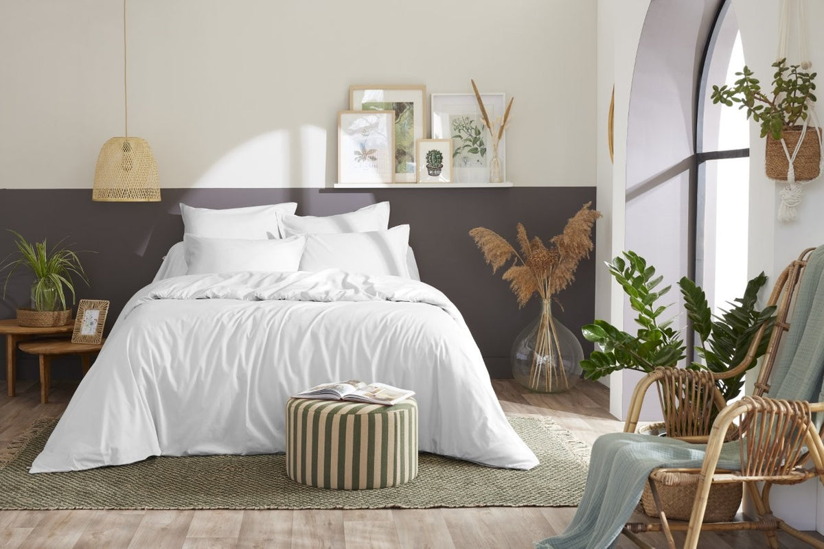 Bally - Housse De Couette Percale Unie - 100% Coton - Neige