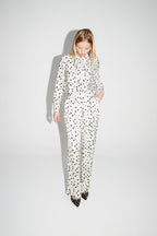 Pantalón Charlie Estampado Lunares Gráficos Fabricado En Italia - Gris