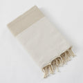 Marin - Fouta Avec Franges - Coton Tissé Teint - Ficelle