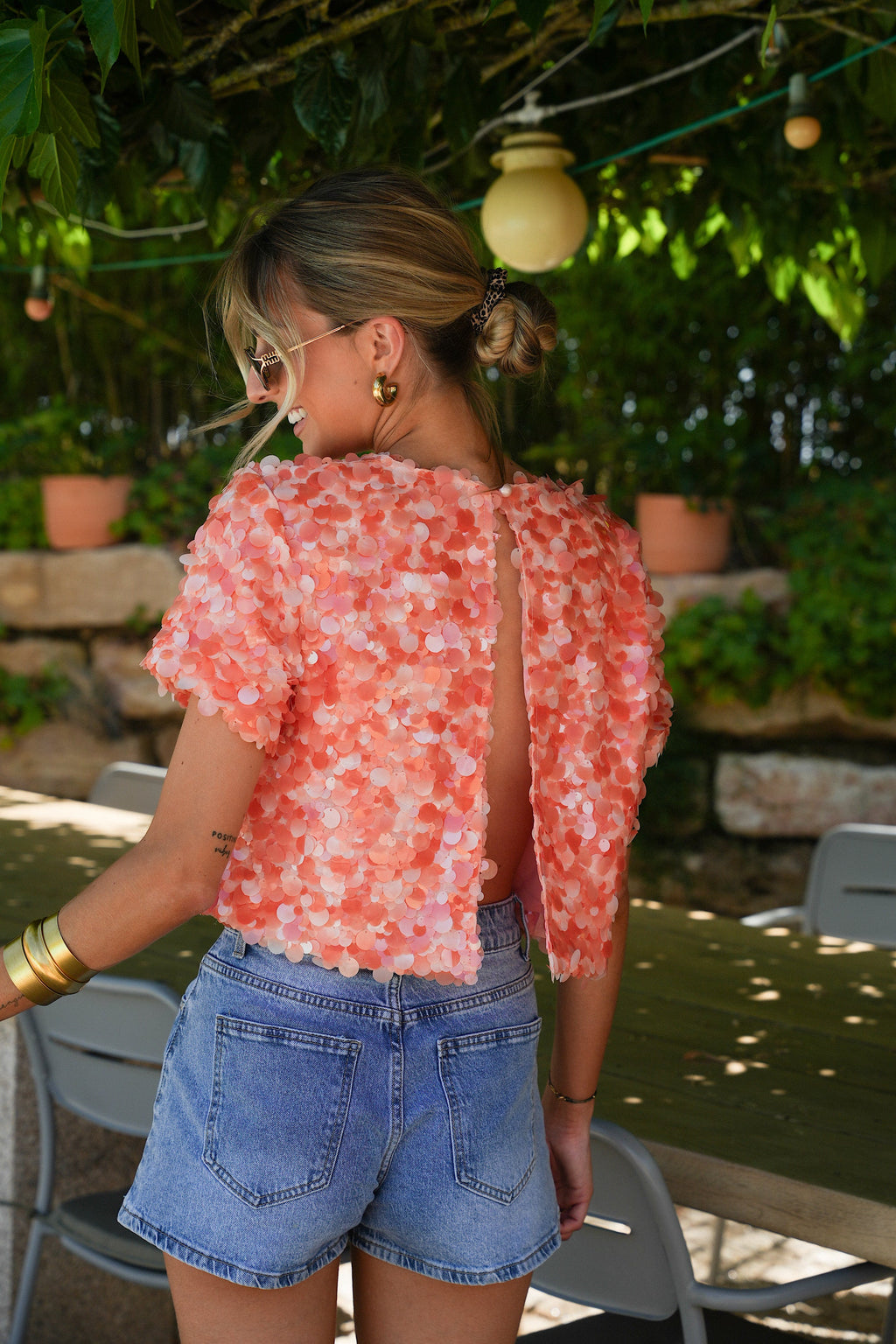 Blusa Liza De Lentejuelas - Naranja