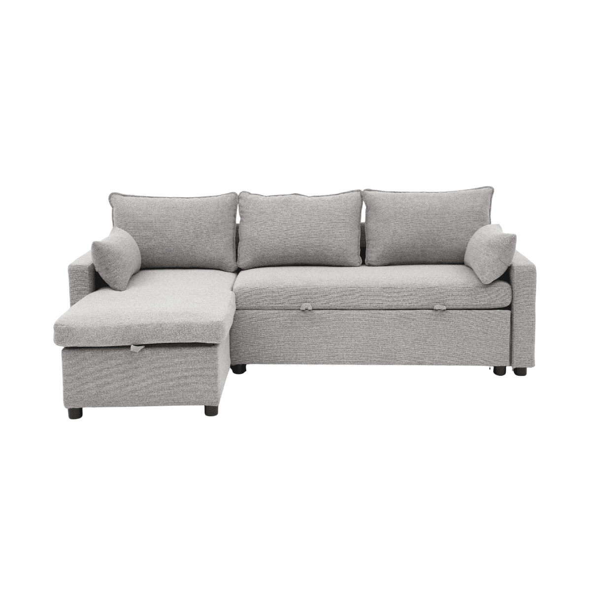 Louison - Sofá Cama Convertible 3 Plazas Chaise Longue - Tela Gris