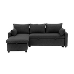 Louison - 3-Seater Convertible Sofa with Chaise Longue - Anthracite Grey Fabric