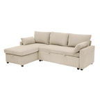 Louison - 3-Seater Convertible Sofa with Chaise Longue - Beige Corduroy