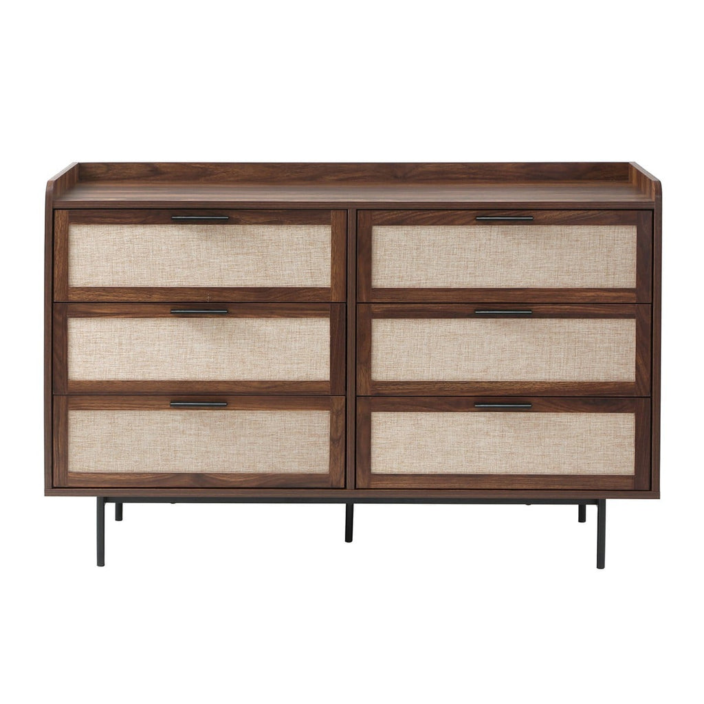 Jetson - Commode 6 Tiroirs - Tissu & Noyer