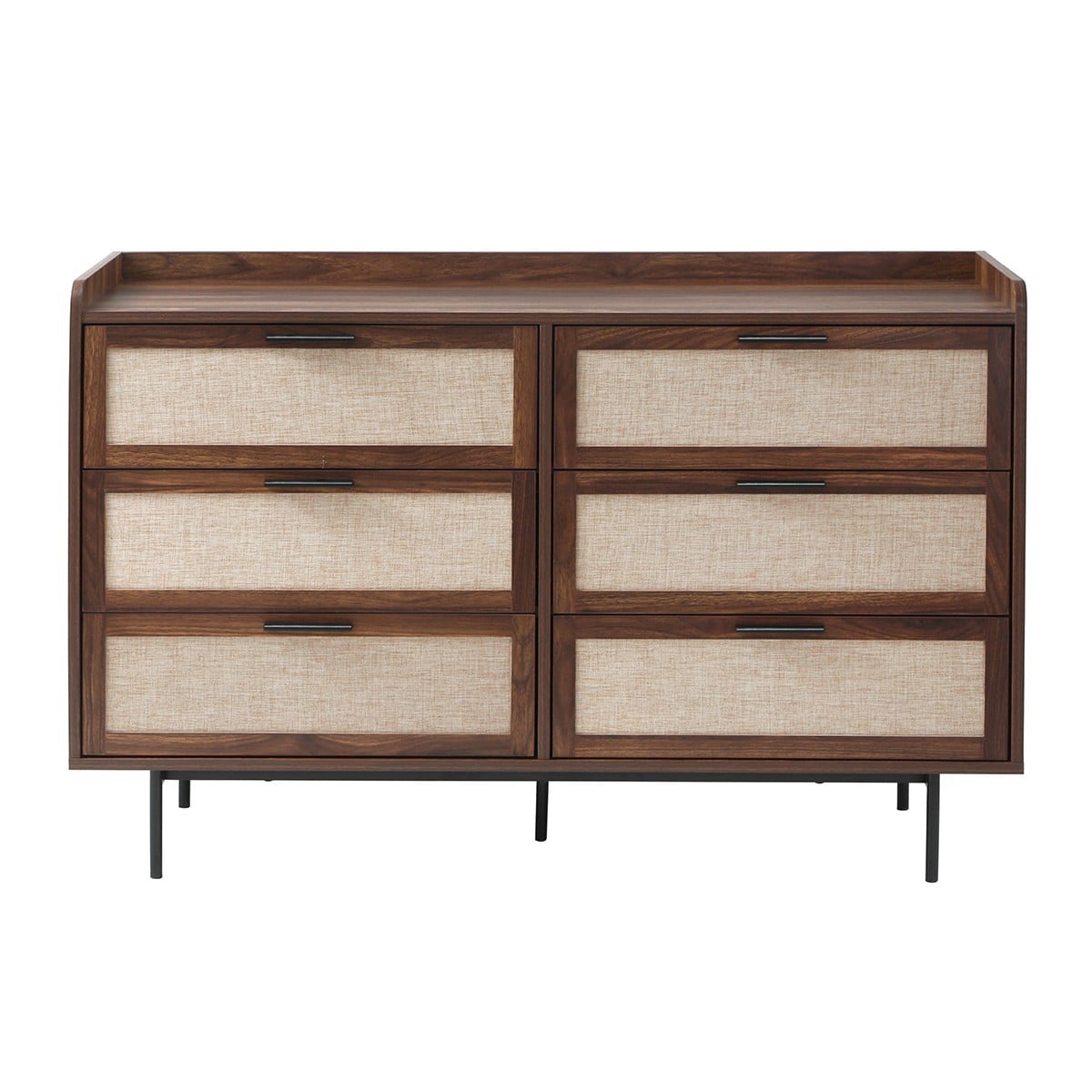 Jetson - Commode 6 Tiroirs - Tissu & Noyer