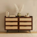 Jetson - Commode 6 Tiroirs - Tissu & Noyer