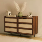 Jetson - Commode 6 Tiroirs - Tissu & Noyer