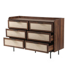 Jetson - Commode 6 Tiroirs - Tissu & Noyer
