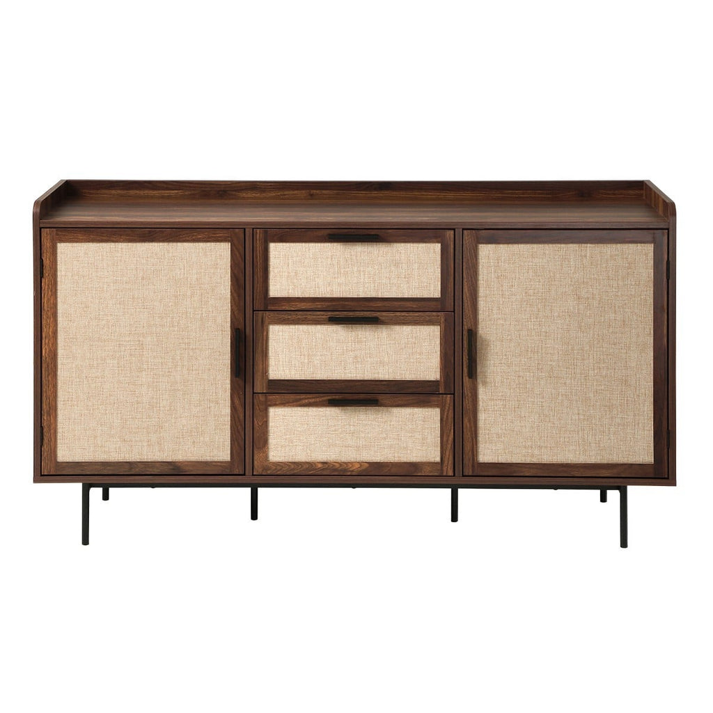 Jetson - Buffet 3 Tiroirs / 2 Portes - Tissu & Noyer
