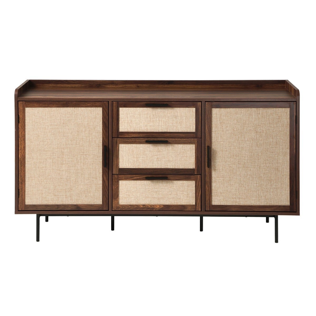 Jetson - Buffet 3 Tiroirs / 2 Portes - Tissu & Noyer