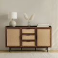 Jetson - Buffet 3 Tiroirs / 2 Portes - Tissu & Noyer