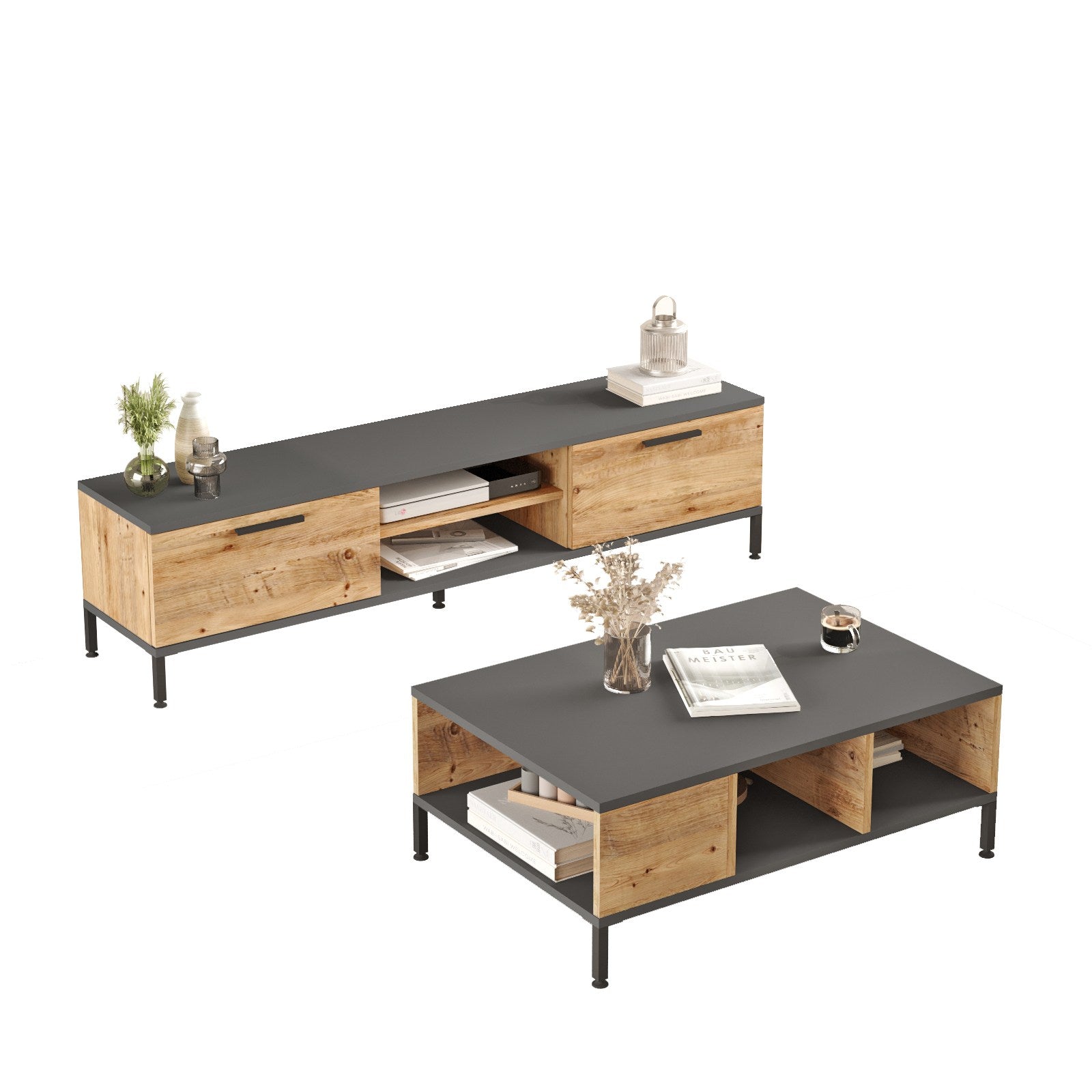 Ensembles De Meubles De Salon Rl5-Aa - Pin Atlantique / Anthracite